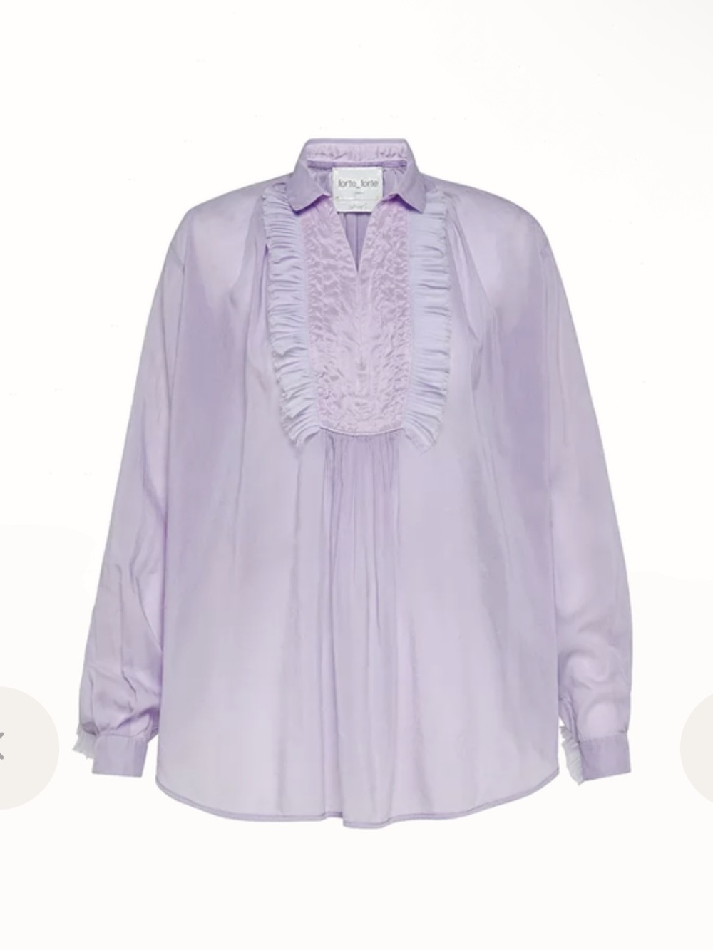 Forte Forte front panel shirt lilac Lavender Ruffle Blouse top $445 sz II 6 - Picture 2 of 14